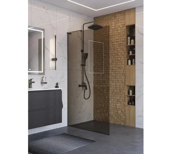 Душевая перегородка BelBagno UNO-L-1-TB-90-BR-GM