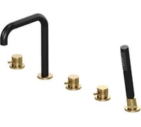 Cмеситель на борт ванны ALLEN BRAU 5.31007-GB31 PRIORITY излив и душ-черн.,элементы-зол. (367819) 00367819