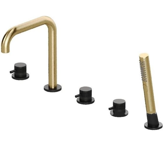 Cмеситель на борт ванны ALLEN BRAU 5.31007-31GB PRIORITY излив и душ-зол.,элементы-черн. (367818) 00367818 1