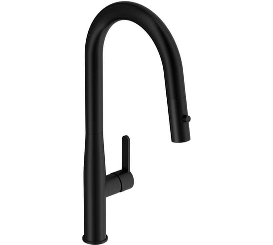 Смеситель для кухни Cersanit OLIVA с выдвижным изливом однорычажный черный 69020