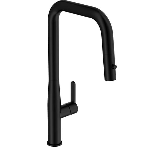 Смеситель для кухни Cersanit OLIVA с п-образным выдвижным изливом шланг однорычажный черный 69014