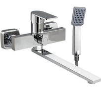 Смеситель для ванны FABIA с длинным плоским изливом, шаровый, квадратный корпус, цвет хром 9689