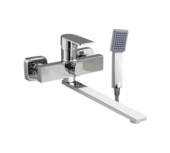 Смеситель для ванны FABIA с длинным плоским изливом, шаровый, квадратный корпус, цвет хром 9689