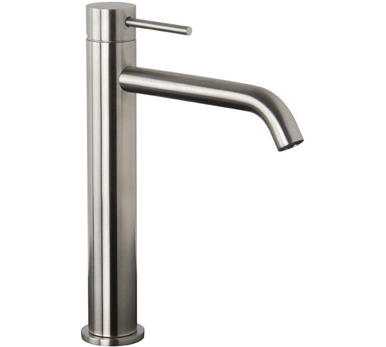 Смеситель для раковины Fima Carlo Frattini Spillo Steel высокий, донный клапан click-clack с переливом, цвет сталь нержавеющая F3071LINOX