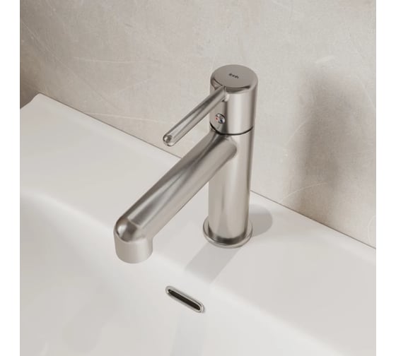 Комплект 2 в 1: смеситель и выпуск для умывальника с переливом IDDIS Aiger, хром матовый AIGBC00i01K