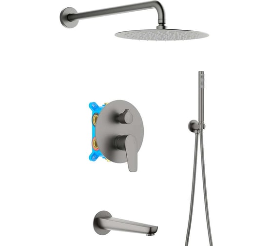 Душевой комплект AQUATEK БЕТТА Set 4 в 1, 3 режима, оружейная сталь (черный хром) AQ1173BGM 00000139693