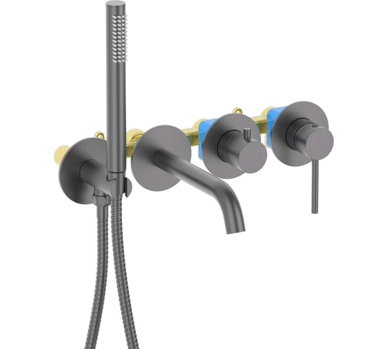 Смеситель для ванны встроенный AQUATEK AQ1344BGM ЕВРОПА (внешняя и скрытая часть), оружейная сталь 00000145285