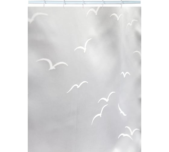 Штора для ванной Zenfort жаккард Fly, полиэстер, 180×200 см, белая 104043