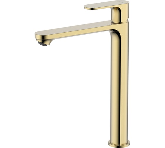 Смеситель для раковины высокий AQUATEK AQ1904BG АЛЬФА 245 без донного клапана, шлиф. золото 00000147220