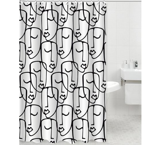 Штора для ванной Zenfort Богема, полиэстер, 180×200 см, 12 колец, с утяжелителем, мультиколор 104297