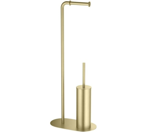 Держатель туалетной бумаги с ершиком напольный AQUATEK AQ4231BG ОБЕРОН шлиф. золото 00000139884