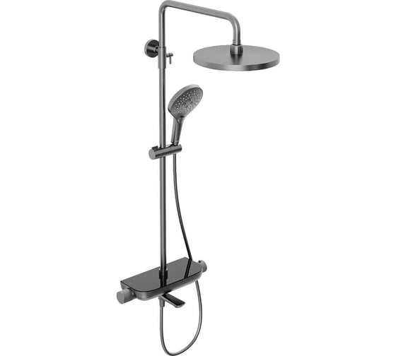 Душевая система Abelsberg Lineara с термостатом и полкой для ванны и душа, космическая сталь SNS52791GM