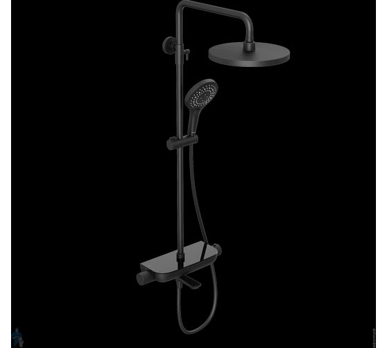 Душевая система Abelsberg Lineara с термостатом и полкой для ванны и душа, вулканический черный SNS52791MB