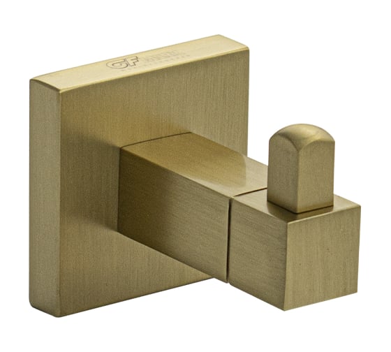 Крючок одинарный GFmark, из нержавеющей стали, с квадратным основанием, матовое золото 93114