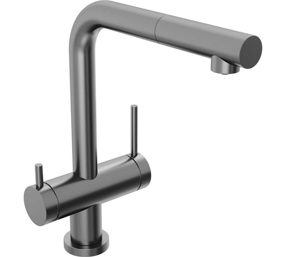 Смеситель для кухни Abelsberg Pura c вытяжным изливом и возможностью подключения фильтра для воды, цвет космическая сталь, PVD покрытие OTF70709GM