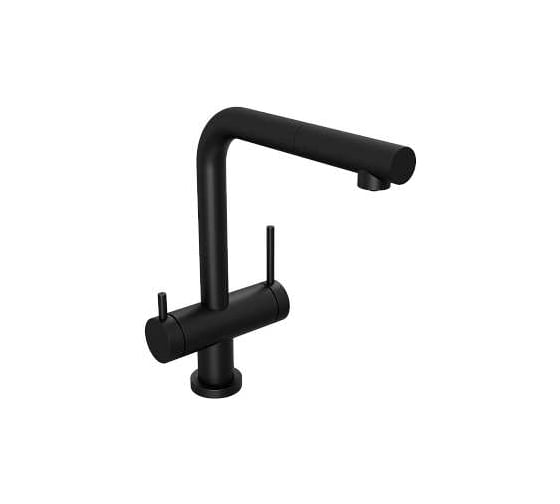Смеситель для кухни Abelsberg Pura c вытяжным изливом и возможностью подключения фильтра для воды, цвет матовый черный OTF70709MB