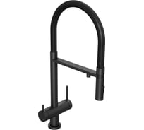 Смеситель для кухни Abelsberg Venta c гибким изливом и возможностью подключения фильтра для воды, цвет вулканический черный IXF73979MB