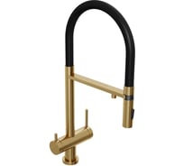 Смеситель для кухни Abelsberg Venta c гибким изливом и возможностью подключения фильтра для воды, цвет королевское золото, PVD покрытие IXF73979BG