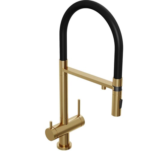 Смеситель для кухни Abelsberg Venta c гибким изливом и возможностью подключения фильтра для воды, цвет королевское золото, PVD покрытие IXF73979BG