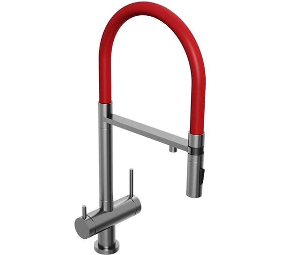 Смеситель для кухни Abelsberg Venta c гибким изливом и возможностью подключения фильтра для воды, цвет космическая сталь, PVD покрытие IXF73979GM