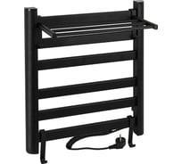 Полотенцесушитель электрический Brimix ЛЕСЕНКА с ПОЛКОЙ, 500х600х270 мм, 5 плоских перекладин, 135 W, из алюминия, черный 08091B
