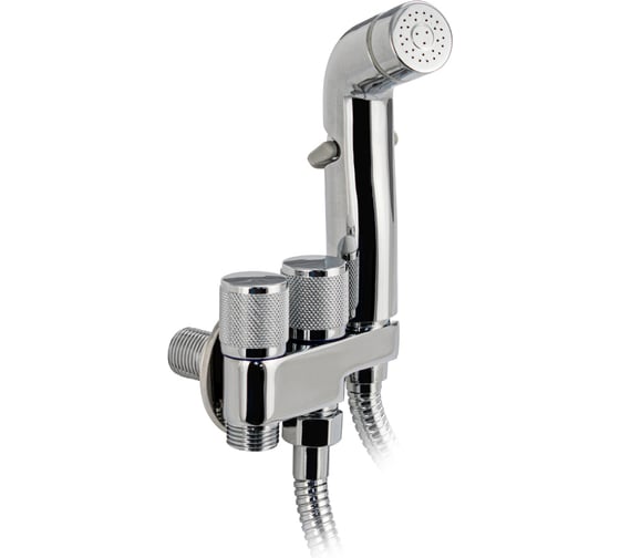 Набор с гигиеническим душем GFmark Мак кран с выходом для подключения к унитазу, лейка, шланг, встроенный кронштейн, хром 2043
