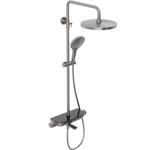 Душевая система Abelsberg Lineara с термостатом и полкой для ванны и душа, титан SNS52791BN