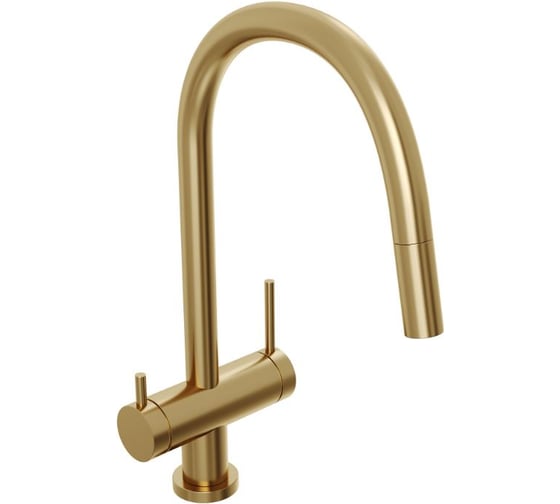 Смеситель для кухни Abelsberg Aera c вытяжным изливом и возможностью подключения фильтра для воды, цвет королевское золото, PVD покрытие EMF71709BG