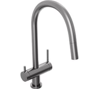 Смеситель для кухни Abelsberg Aera c вытяжным изливом и возможностью подключения фильтра для воды, цвет космическая сталь, PVD покрытие EMF71709GM