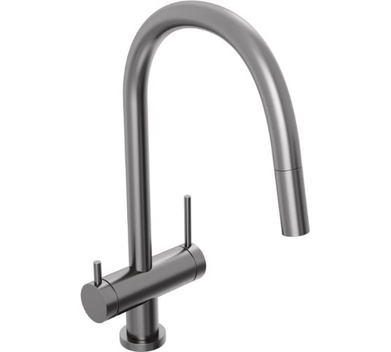 Смеситель для кухни Abelsberg Aera c вытяжным изливом и возможностью подключения фильтра для воды, цвет космическая сталь, PVD покрытие EMF71709GM