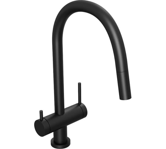 Смеситель для кухни Abelsberg Aera c вытяжным изливом и возможностью подключения фильтра для воды, цвет матовый черный EMF71709MB
