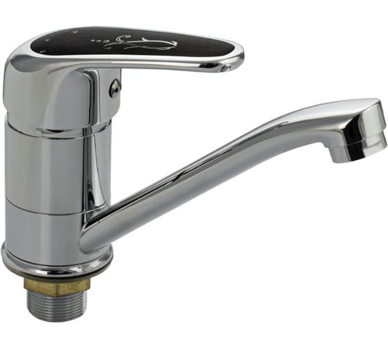 Смеситель для кухни и раковины САНАКС шаровый, серия МайФайр, поворотный излив 15 см, ручка с вставкой чёрного цвета, цвет коруса хром 87113