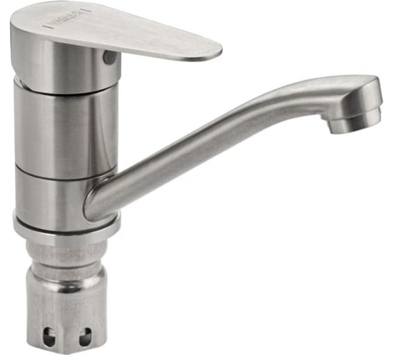 Смеситель для кухни и раковины САНАКС серия МАГНУС, шаровый, поворотный корпус, излив 15 см, из нержавеющей стали марки 304, цвет сатин 9343