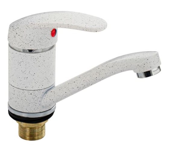 Смеситель для кухни и раковины САНАКС шаровый, поворотный корпус, излив 15 см, цвет белый камень 13073