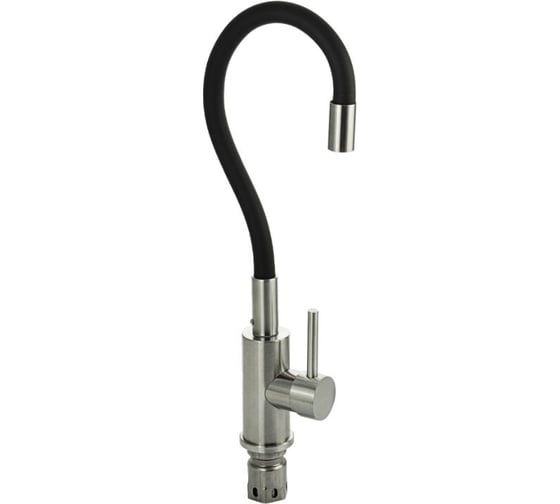Смеситель для кухни САНАКС гибкий черный излив, из нержавеющей стали марки 304, цвет сатин 13063