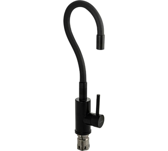 Смеситель для кухни САНАКС гибкий черный излив, из нержавеющей стали марки 304, цвет черный 13064