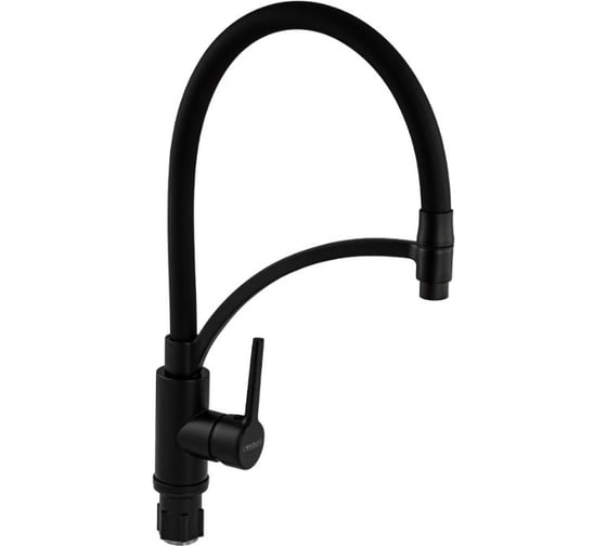 Смеситель для кухни САНАКС серия МАГНУС гибкий чёрный излив с фиксацией, корпус из нержавеющей стали марки SUS 304, цвет черный 9422