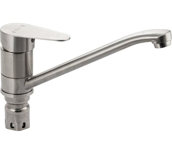 Смеситель для кухни САНАКС серия МАГНУС шаровый, поворотный корпус, излив 25 см, из нержавеющей стали марки 304, цвет сатин 9344