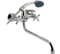 Смеситель в ванную САНАКС металлокерамика с шаровым переключением, серия МайФайр ручка крест с длинным изливом 87308