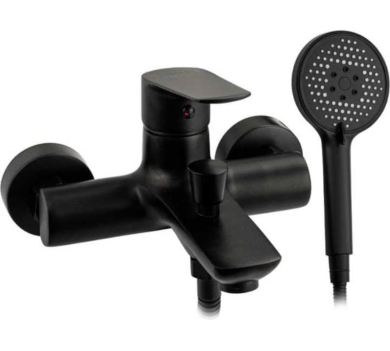 Смеситель в ванную САНАКС чёрного цвета, серия МАГНУС шаровый, короткий излив 8710