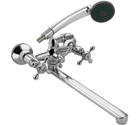 Смеситель в ванную САНАКC серия МайФайр металлокерамика, с шаровым переключением, ручка крест 87141