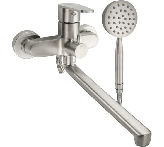 Смеситель в ванную САНАКC серия МАГНУС длинный излив, шаровый, с дивертором на корпусе, из нержавеющей стали марки 304 9241