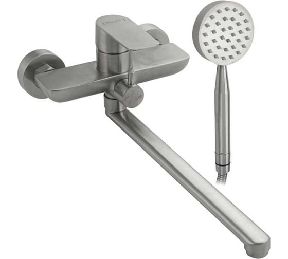 Смеситель в ванную САНАКC серия МАГНУС длинный излив, литой корпус, шаровый, с дивертором на корпусе, из нержавеющей стали марки 304 9441