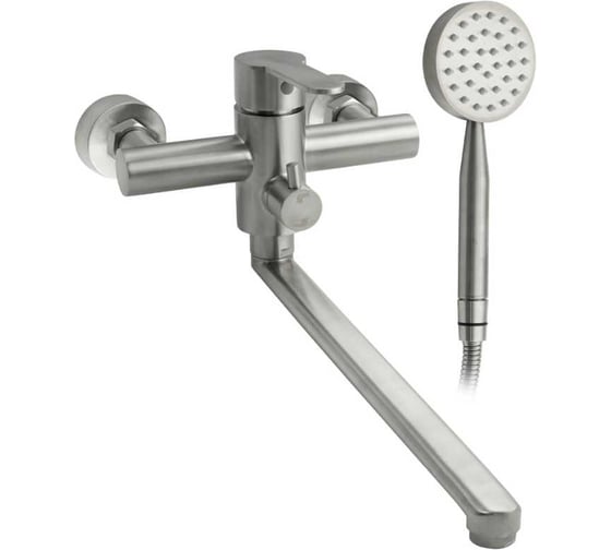 Смеситель в ванную САНАКC серия МАГНУС длинный излив, шаровый, с дивертором на корпусе, из нержавеющей стали марки 304 9229