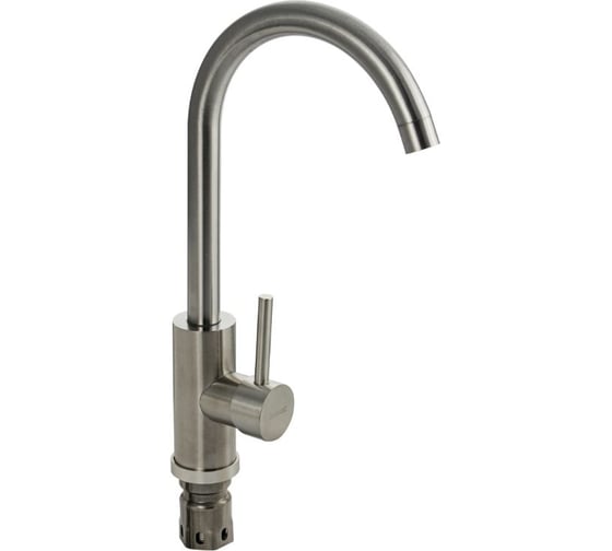 Смеситель для кухни САНАКС шаровый, С - образный излив, из нержавеющей стали марки 304, цвет сатин 13061