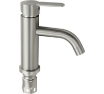 Смеситель для раковины САНАКС серия МАГНУС, литой корпус, изогнутый излив, из нержавеющей стали марки SUS 304, цвет сатин 9150