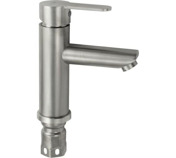 Смеситель для раковины САНАКС серия МАГНУС, литой корпус, прямой излив, из нержавеющей стали марки SUS 304, цвет сатин 9149