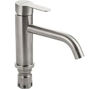 Смеситель для раковины САНАКС серия МАГНУС матовый литой корпус, длинный изогнутый излив, из нержавеющей стали марки 304, цвет сатин 91495