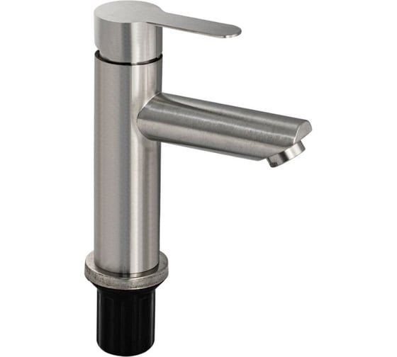 Смеситель для раковины САНАКС шаровый, литой корпус, прямой излив, из нержавеющей стали, цвет сатин 13050