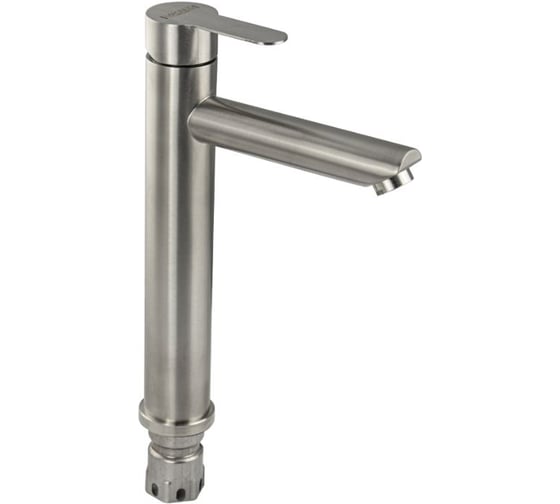 Смеситель на раковину САНАКС высокий серия МАГНУС, матовый литой корпус, прямой излив, из нержавеющей стали марки 304, цвет сатин 9137